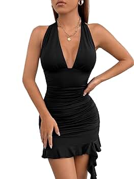 ワンピース S backless halter dress mini 51hT3Zn5c-L._SY350_QL65_.jpg