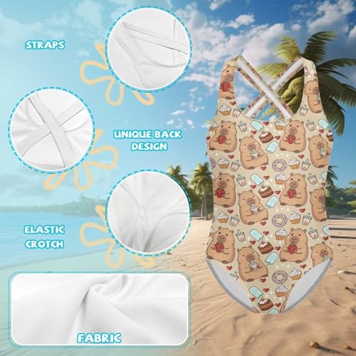 Image of Girls One-Piece Swimsuit for Swimming Lessons Beach Volleyball Pool Party Outdoor Training Quick Dry