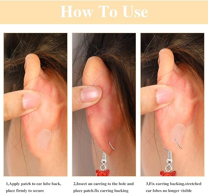 Image of Extra Premium Extra Soft Earring Support for Heavy Earrings | Ear Lobe Support for Earrings | Ear Lobe Tape | Transparent Ear Support | Ear Lobe Patches (Pack of 30)