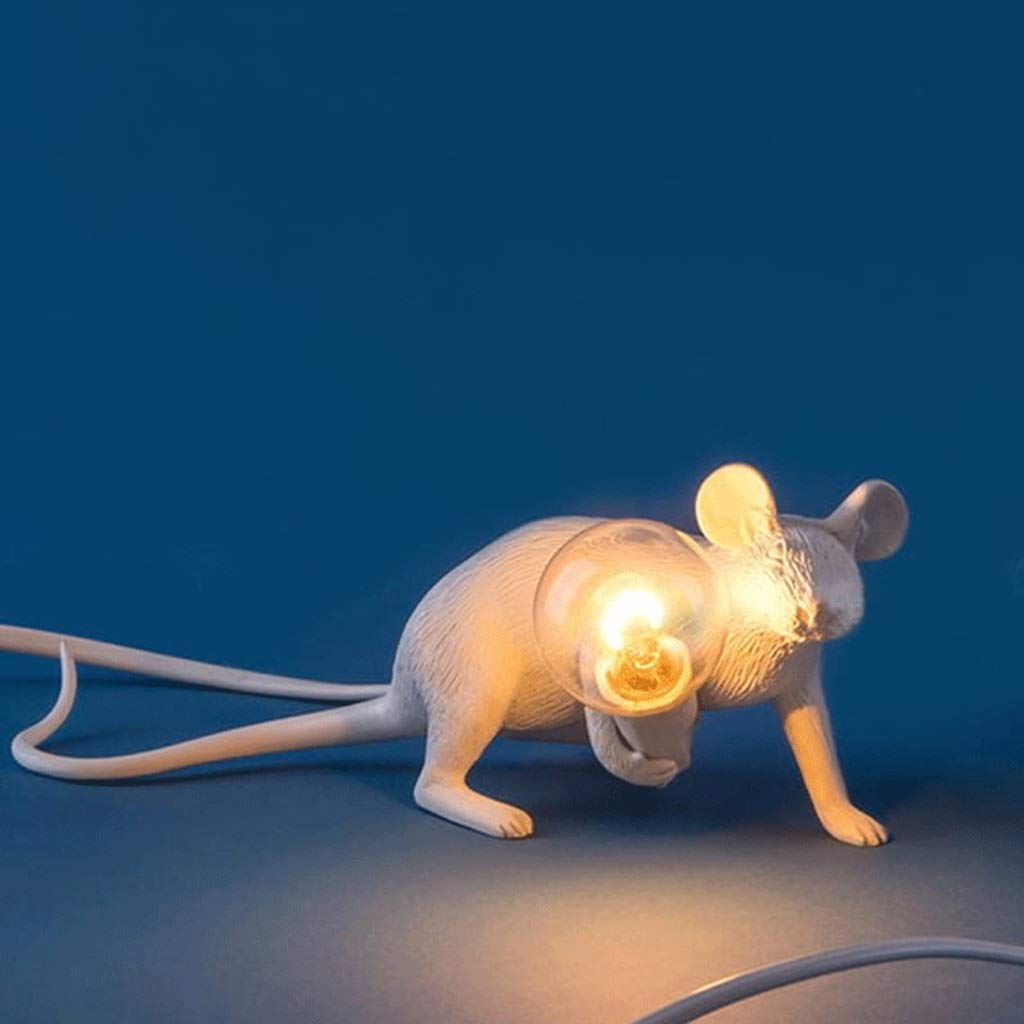 Bedroom Resin Rat Desk Lamp Bedside Table Light Unusual Lamps Animal Lamp Mouse Lamp (Color : Lie down)