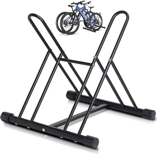 Japard Soporte de piso para dos bicicletas, instantáneo, versátil, de calidad profesional, para 2.7 pulgadas de ancho de neumático extra ancho,
