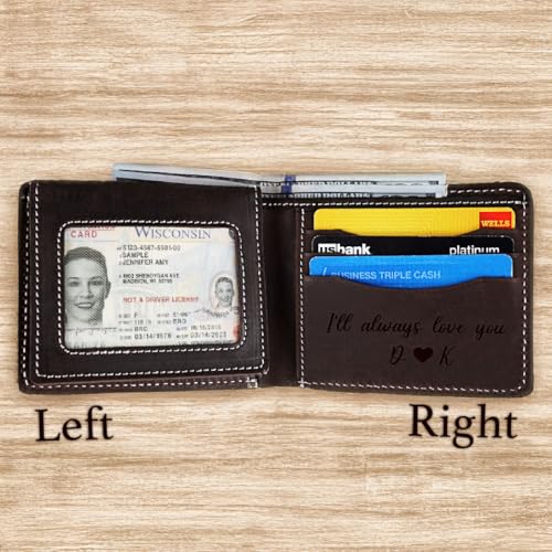 Personalized Leather Wallet For Men Valentine's Day Gift Custom Slim Wallet Customized Bifold Wallets For Men Engraved Genuine Leather Custom Father's Day Wallet Gift Anniversary Gift For Him3