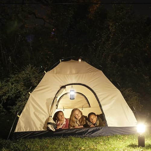 4 lámparas LED para acampar al aire libre, lámpara impermeable, lámpara alimentada por pilas, lámpara de camping de emergencia con gancho plegable, aplicable a huracán, emergencia, familia, cobertizo, - imagen 3