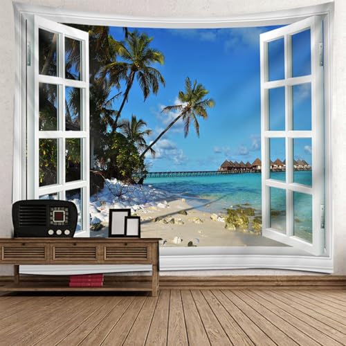 Tapisserie décoration murale vue de la fenêtre 210x140cm moderne