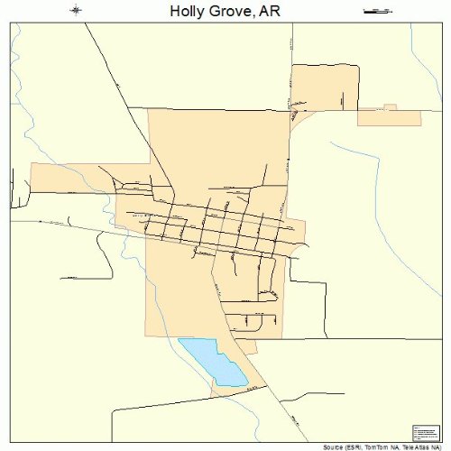 Large Street & Road Map of Holly Grove, Arkansas AR Printed poster size wall atlas of your
