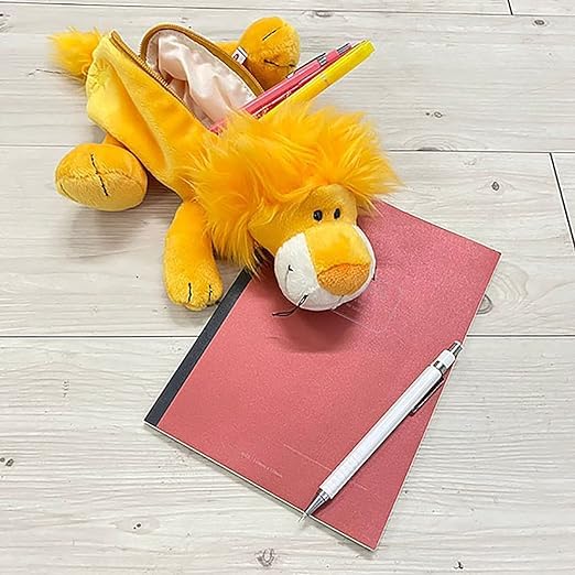 Image of Generic NICI Figure Pouch sunny lion Pencil Case, 3D Plush Pencil Pouch Soft Animal Stationery Cartoon Storage Pen Bag, yellow, 3091018