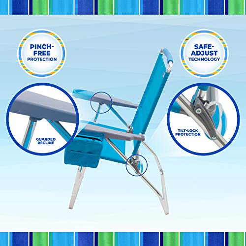 Rio Beach 17" Extended Height 4-Position Folding Beach Chair, Aluminum, Turquoise #TOP5