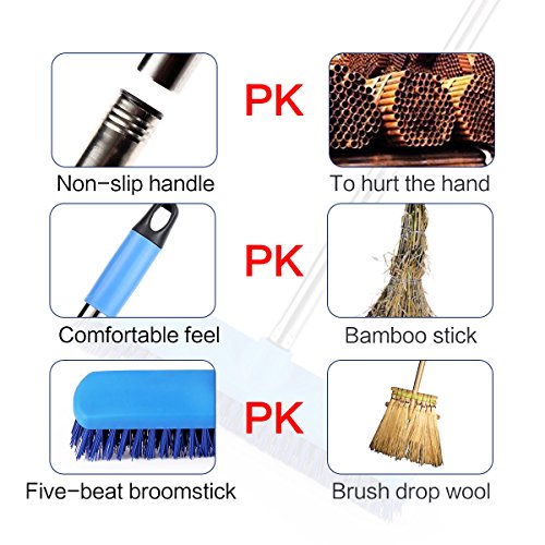 YCUTE Commercial Floor Scrub Brush with Long Handle 52", 12" Multi-Surface Stiff Brush for Tile, Grout, Concrete, Patio, Garage, Deck and Outdoor Algae