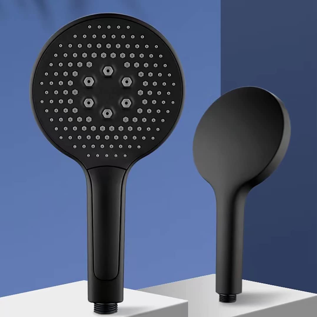 Sumerain Soffione doccia a mano nero ad alta pressione, grande doccetta a mano a risparmio idrico con 3 tipi di getto (13 mm)