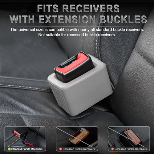 Image of Amiss 2PCS Seat Belt Buckle Holder, Universal Silicone Rear Seat Belt Booster & Fixer for Easy Access, Keeping Receptacle Upright, Car Interior Accessories-Fits Most Cars (Gray)