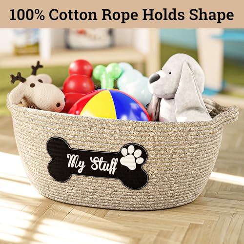 Hb Design Co. DOG-TOY-BASKET Toy Basket - 100% Cotton Rope Woven Dog Toy Bin - Cute Dog Toy Box thumb #2