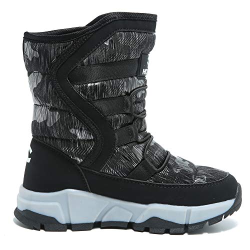 Boys Snow Boots Outdoor Waterproof Winter Kids Shoes Big Kid 4.5, Black - Thumbnail 4