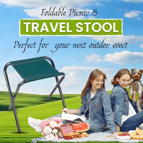 Image of Inditradition Polyester Foldable Picnic & Travel Stool | Ideal for Both Adults & Kids (Green), 33 x 33 x 3 Cm