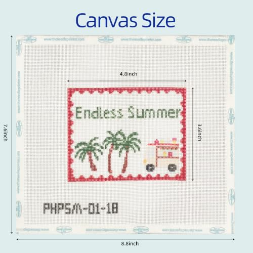 Image of Howie's Needlepoint Summer Needlepoint Kits for Adults & Beginners, 18 Mesh Printed Needlepoint Canvas, Stamped Patterns Canvas Starter Kits(Endless Summer,4.8 inchx3.6 inch)