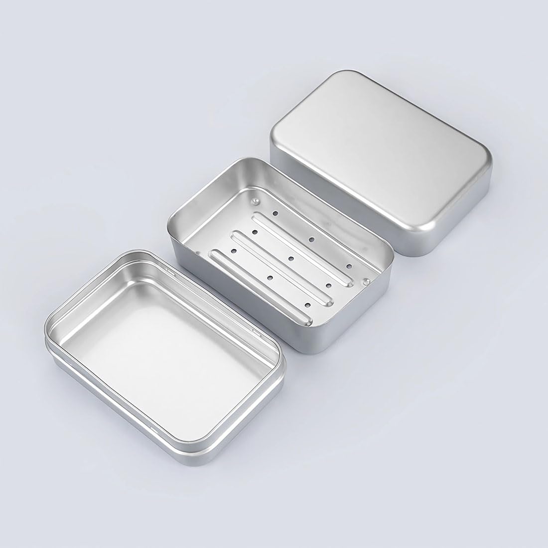 Aluminiowy słoik cynowy, 3 sztuki aluminiowych pojemników na mydło, pojemników podróżnych, stojaków do przechowywania, skrzynek ociekowych z pokrywką, przenośnych