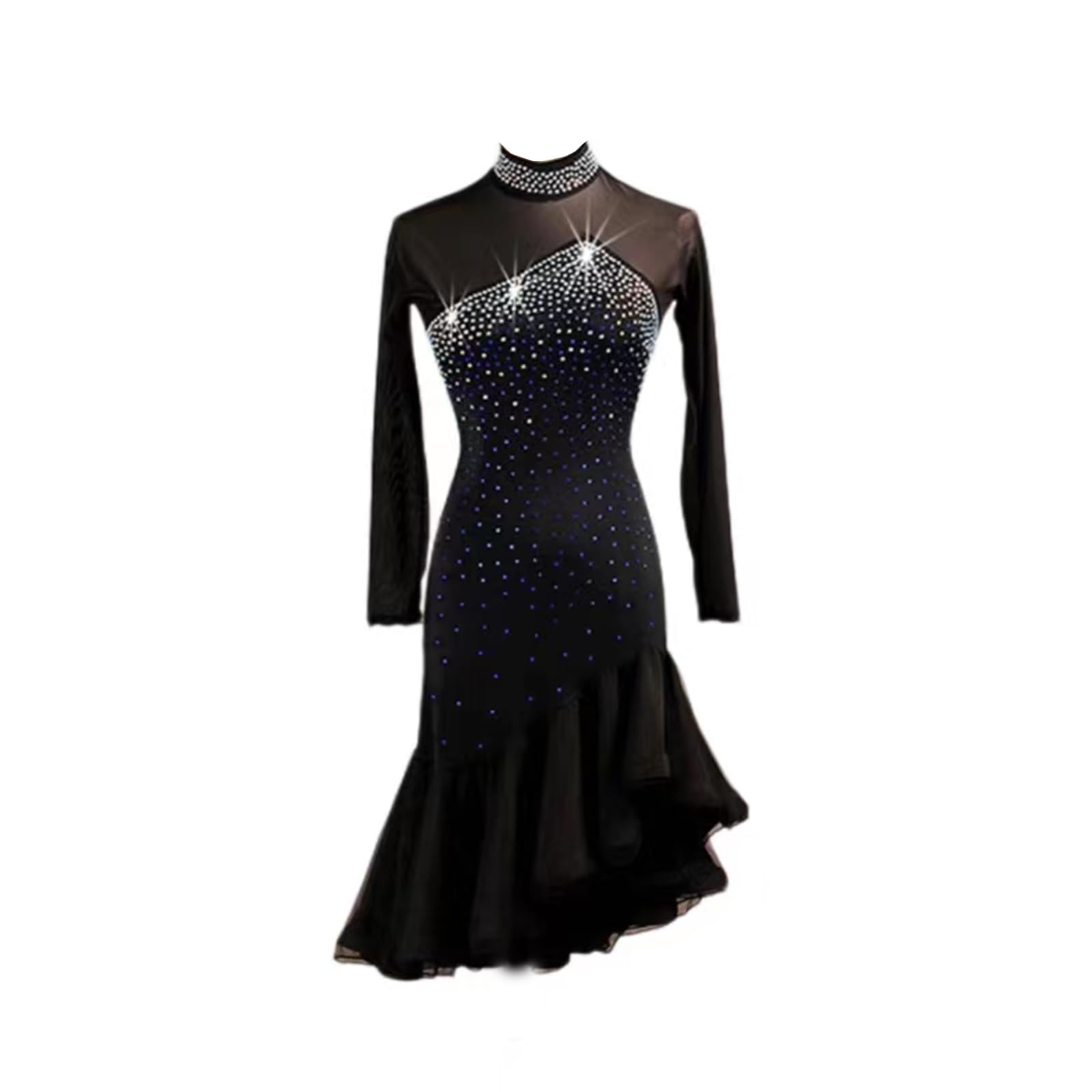 Kleid Damen Latein Tanzkleid Strass Pailletten Quaste Flapper Kleid Salsa Tango Ballsaal Tanz Kleider Tanzkostüm Schwarz Tanzkleidung Damen Latein Samba Kostüm Latein Kleid Mädchen