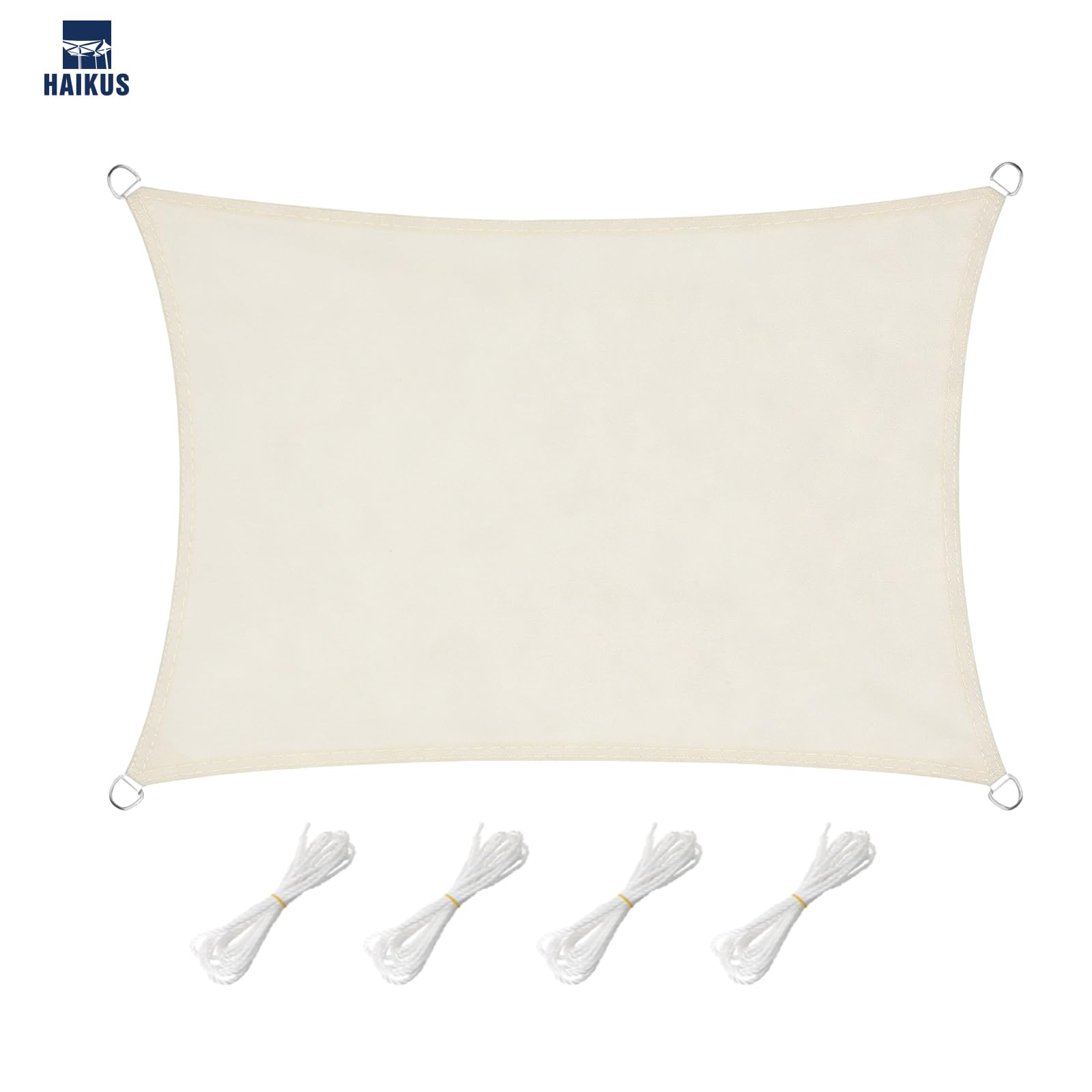 HAIKUS Tenda a Vela Impermeabile Rettangolare 3x5 m, Protezione Raggi UV 98%, Telo Ombreggiante 5x3 Impermeabile, Tenda da Sole per Esterno Giardino Terrazzo, Bianca beige