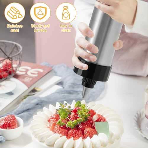 PTMTFYL Churro Maker Machine, Stainless Steel Churros Gun Kit, Cookie Press Kit with 8 Piping Nozzle, Piping Bag, 16 Cookie Discs and Cleaning Brush for Making Churro Cookie Cake