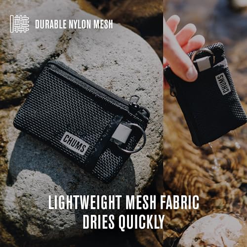 Chums Surfshorts Flow Wallet - Ultra Thin Slim Card RFID Wallet For Men with Keyring Attachment & Quick Drying Mesh - Black3