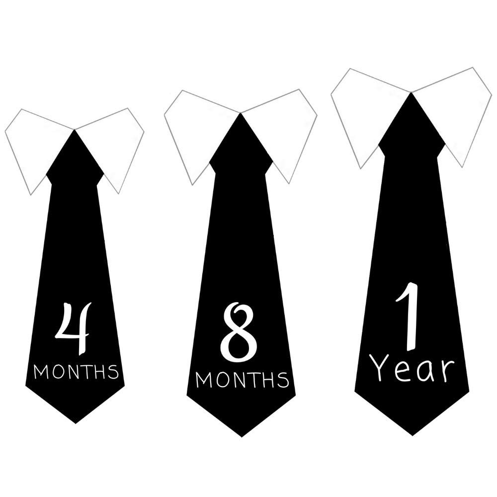 Baby Neck Tie Milestone Stickers by The Hamptons Baby, 13-Pack of Monthly Belly Milestones for Baby - Neck Tie Month Stickers for The First Year