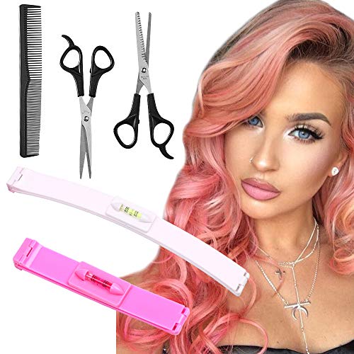 YMHPRIDE Lot de 5 outils de coupe de cheveux professionnels à la maison pour les coupes de cheveux, les franges, les bandes, les pointes fendues, les ciseaux professionnels