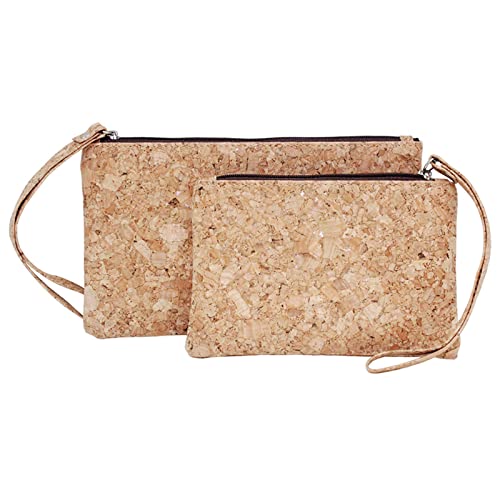 boshiho Natural Cork Clutch Wristlet Wallet Cell Phone Card Holder Coin Purse Bag