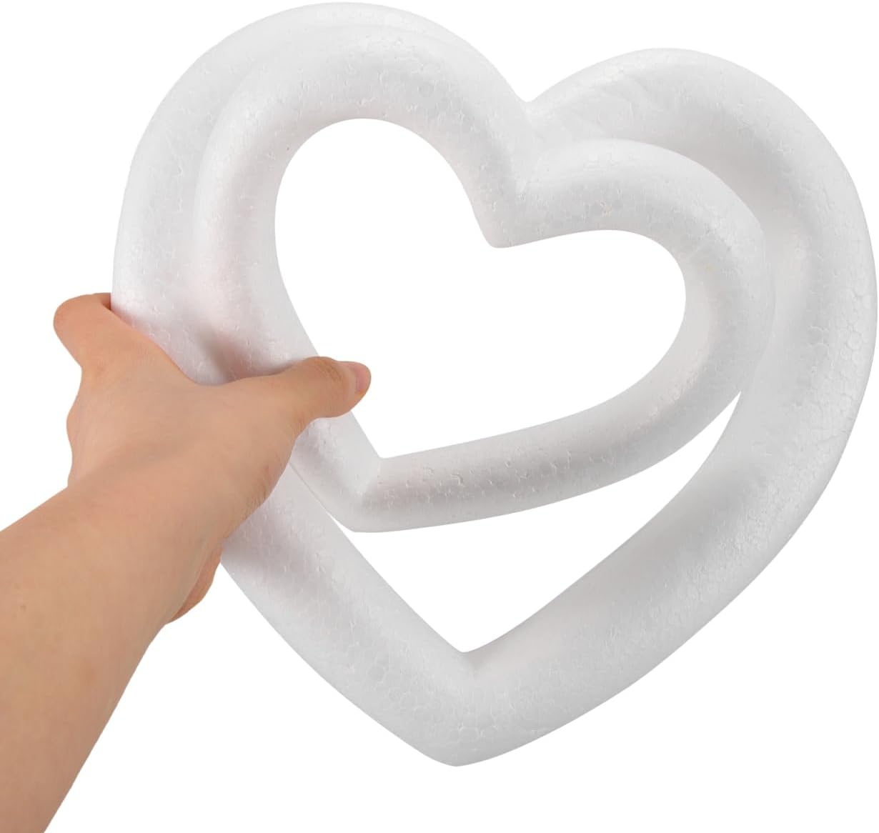 POPETPOP 2 Pcs Craft Foam Heart Shaped Foam, Polystyrene Wreath for Wedding, Heart Wreath Kit for Valentine's Day Wedding Decor & DIY Craft Projects (9.8 Inches, 7.3 Inches)