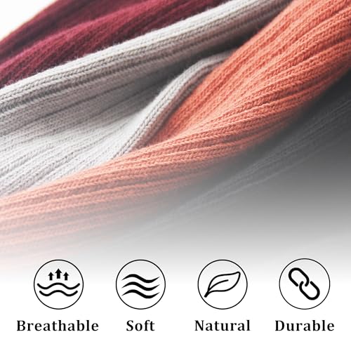 Wildarms 4 Pairs Slouch Socks for Women Cotton Knit Boot Socks Soft Knee High Socks Women’s Scrunch Slouchy Socks Size 5-84