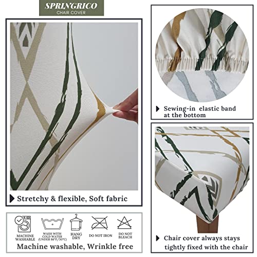 Image of SPRINGRICO Chair Covers for Dining Room Set of 4, Stretch Dining Chair Cover, Washable Spandex Kitchen Parsons Chair Slipcovers, Removable Seat Protector for Home or Party (4 Pack, Lucid Calm)