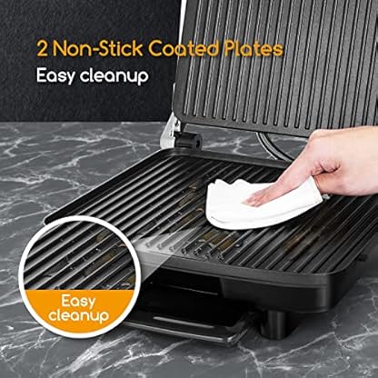 Aigostar Multifunktions-Grill, 2000 W, Panini-Gerät mit Antihaftplatten, anpassbar in der Höhe, Oberfläche 29 x 23 cm, abnehmbarer Fettbehälter, vertikale Aufbewahrung, Spachtel – Bild 6