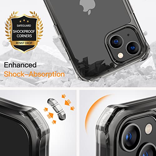 Jetech Case For Iphone 14 6.1-Inch With 2-Pack Tempered Glass Screen Protector, 360 Full Body Shockproof Bumper Phone Cover Protective Clear Back (Black) #TOP3