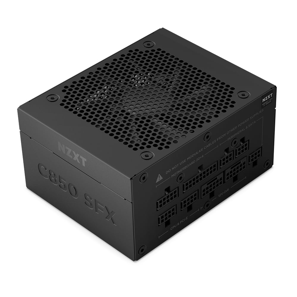 NZXT C850 SFX Gold - Alimentatore SFX ATX 3.1 da 850 W - 80 Plus Gold - Cybenetics Platinum - Completamente modulare - PCIe 5.1 600 W 12 V-2x6 - Condensatori giapponesi - Nero - 2