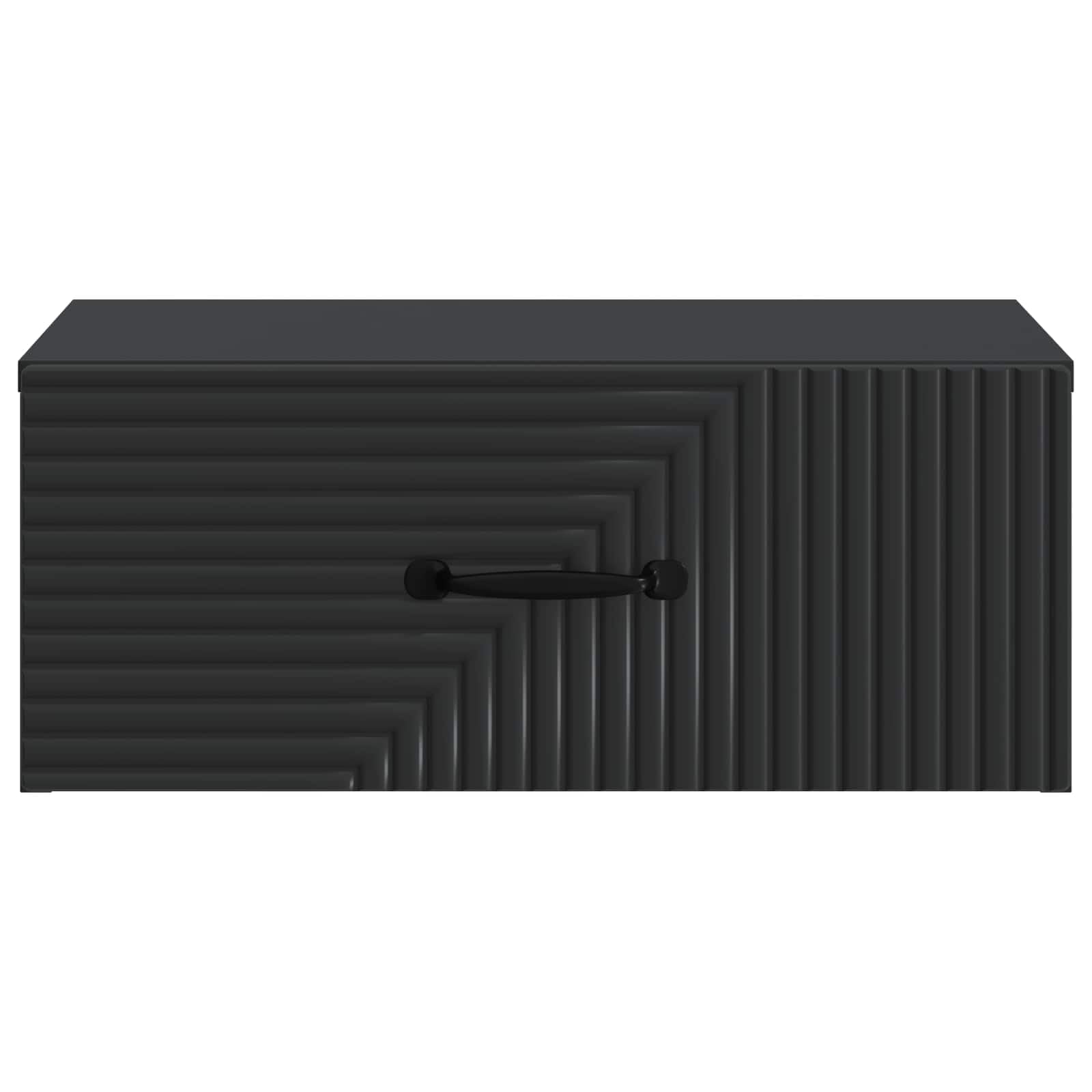Comodino sospeso con cassetto nero 49 x 34,5 x 20 cm, comodino con divisori, armadio pensile in legno per camera da letto, mobili moderni scorrevole silenzioso