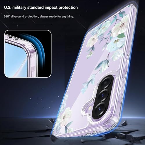 Image of Elzzi Clear Transparent Flower Cover for Samsung A37 5g Case Shockproof Case Floral Design Full Camera Protection Shockproof PC+TPU Covers for Girls & Women (Blue)