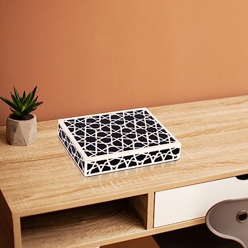Handicrafts Home Decorative Box - Handmade Jewelry Organizer Box with Lid - Keepsake Box for Home Decor, Jewelry, Accessories, Collectibles - Modern Wooden Storage Box - Zellij, 8X6X1.5 inch - Image 4