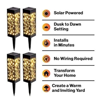 BRIGHTOLOGY Flamebrite Outdoor Pathway Solar Lights (4