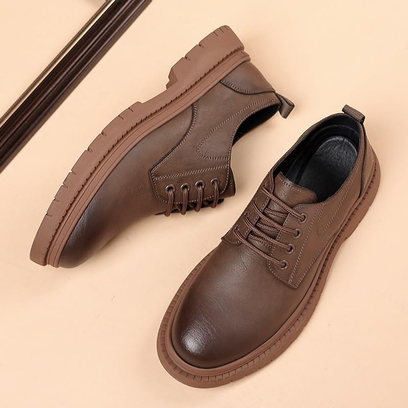 Men's Formal Business Leather Oxfords Mens Retro Comfortable Business Height Increasing Non-Slip Softsole Walking Derby Shoes4