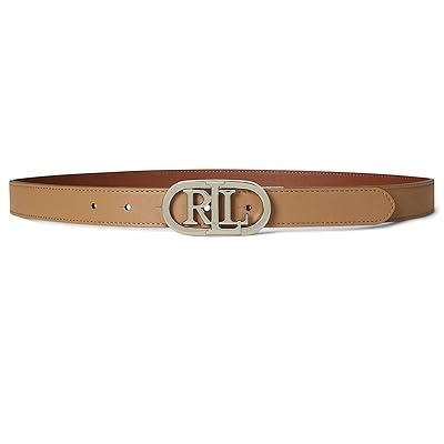 Lauren Ralph Lauren Oval logo Reversible Leather Skinny Belt Women