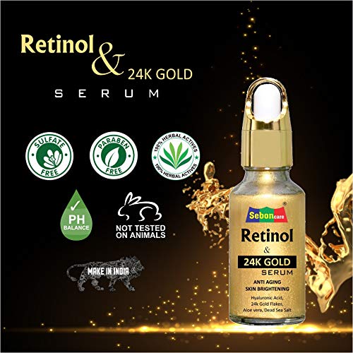 Image of Retinol Serum For Face Enrich with 24K Gold, Hyaluronic Acid, Vitamin E, Aloevera Extract - 10ml