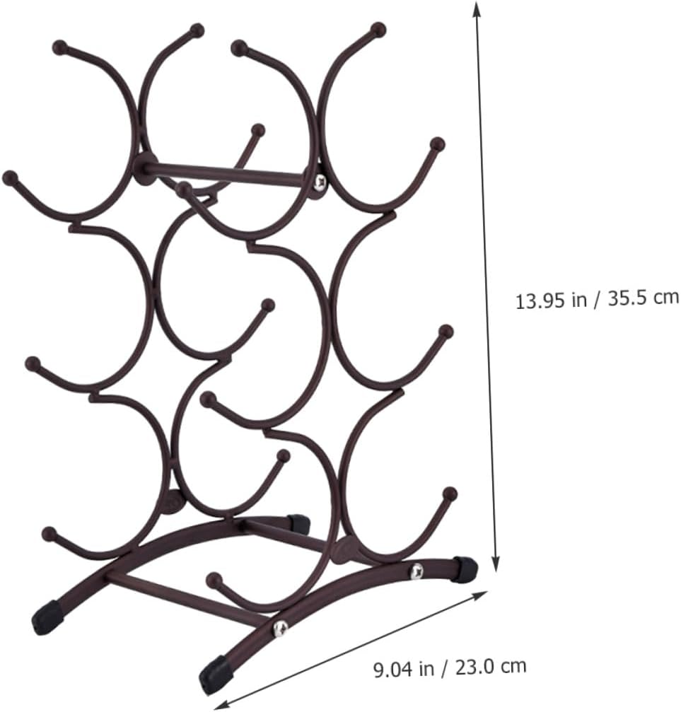 Vintage Iron Wine Rack, Detachable 6-Bottle Holder, Antique Copper Finish, Decorative Wine Stand for Home Dining Room Countertop Storage and Display