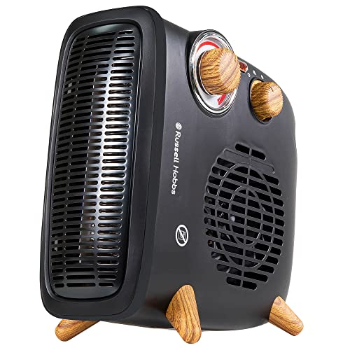 Russell Hobbs 1800W/1.8KW Electric Heater, Retro Horizontal/Vertical Fan Heater Scandi Wood Effect...