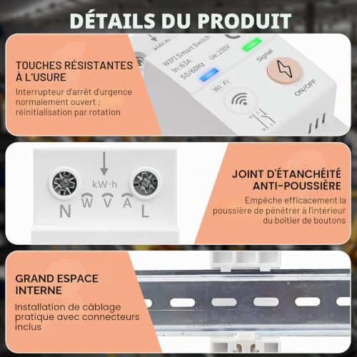 Disjoncteur connecté WiFi Tuya 63A avec mesure consommation - 3