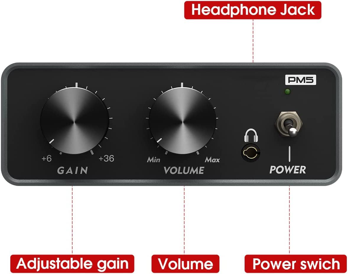 Phono Preamplificatore, Mini Preamp per Giradischi Vinile con RCA, Cuffie, Volume e Guadagno Regolabili