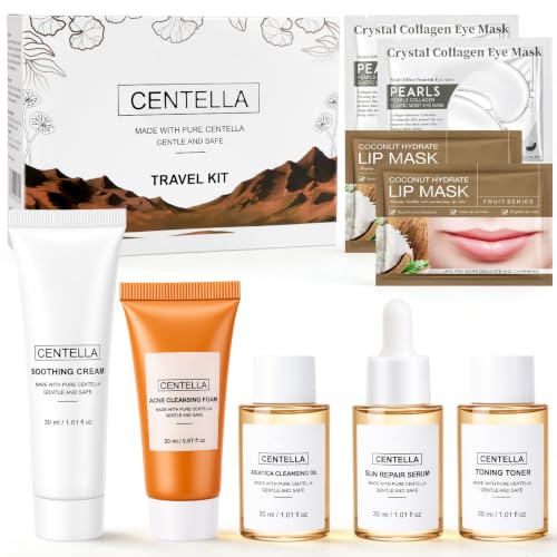 Centella Travel Kit，9 Pcs Skin Care Set for Women Teen Girls Birt...