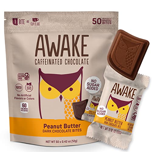 AWAKE Caffeinated Chocolate Peanut Butter Dark Chocolate Bites
