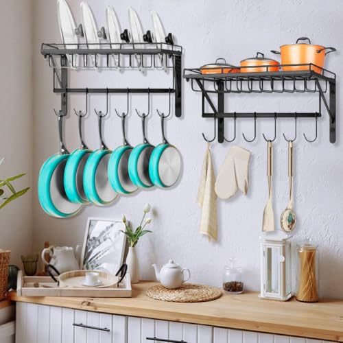Psutbpat GGJ-BK 2 Packs Wall Mounted Pot Lid Rack Organizer thumb #3