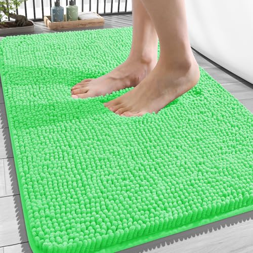 Image of OLANLY Bathroom Rugs 34x21, Extra Soft Absorbent Chenille Bath Rugs, Rubber Backing Quick Dry, Machine Washable Bath Mats for Bathroom Floor, Tub and Shower, Home Decor Accessories, Mint Green