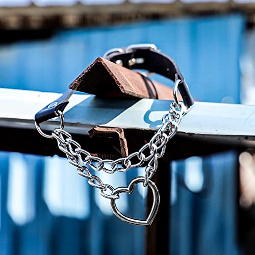 Manfnee PU Leder Choker Punk Emo Herz Anhänger Kette Choker Halsband Halskette für Frauen verstellbar