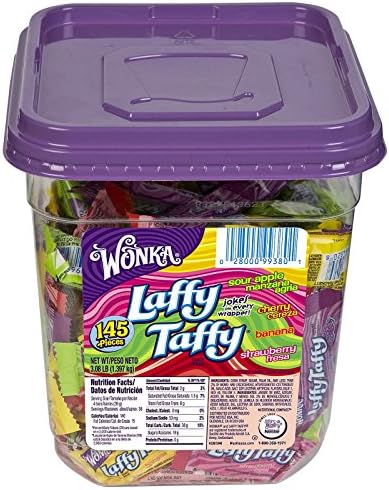 Nestlé 48749 Wonka Assorted Flavor Laffy Taffy, 3.08lb, 145 Wrapped Pieces/Tub