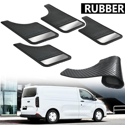 Image of AUTOXBERT Universal Rubber Mud Flaps for Pickups, SUVs, Trucks and Vans | 4PCS Heavy Duty All-Weather Splash Guards with Stainless Steel Night Reflectors, 19 inch x 11 inch, Drilling Required